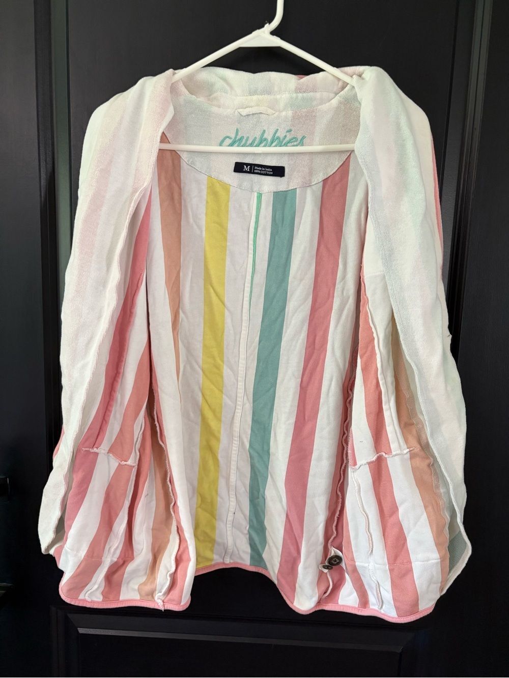 Chubbies Terry Cloth Blazer Jacket Medium Pastel Stripe Beach Preppy Resort - Picture 3 of 13